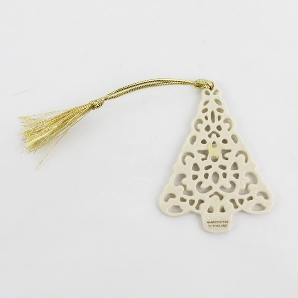 Lenox China Pierced Christmas Tree Ornament Porcelain with Gold Cord