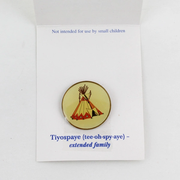 Tiyospaye Club St Joseph's Indian School Top Enamel Gold Tone Pin 1" in Card