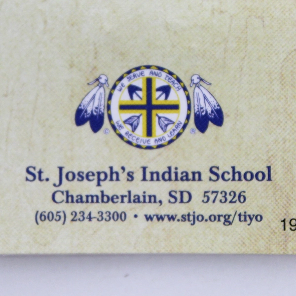 Tiyospaye Club St Joseph's Indian School Top Enamel Gold Tone Pin 1" in Card