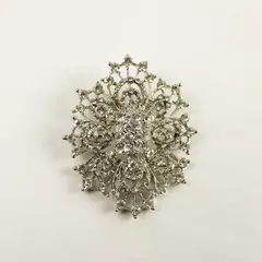 Silver-Tone Rhinestone Flower/Snowflake Brooch Vintage Sparkle Pin