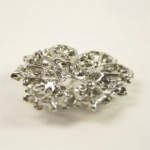 Silver-Tone Rhinestone Flower/Snowflake Brooch Vintage Sparkle Pin