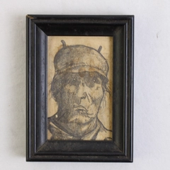 Miniature Framed Original Drawing Portrait Navaho Warrior