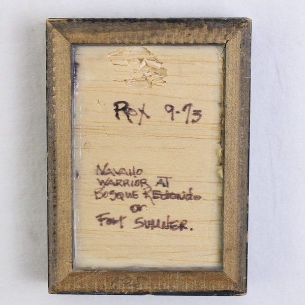 Miniature Framed Original Drawing Portrait Navaho Warrior