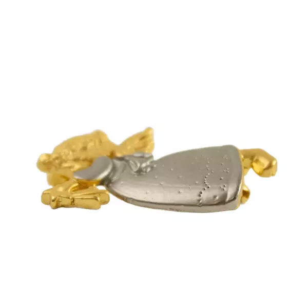 Vintage Angel Pin Brooch Gold-Tone Metal Pewter Dress 1.5in Collectible