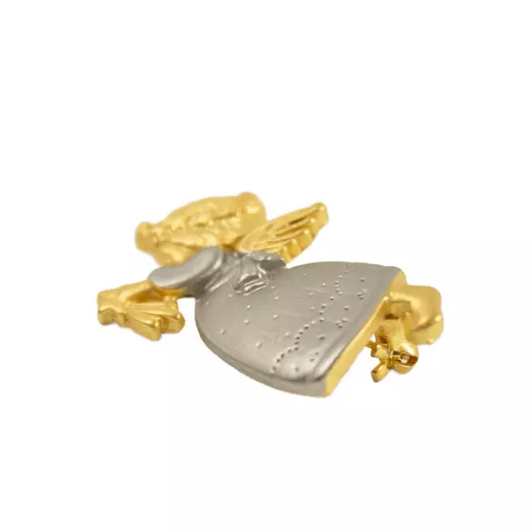 Vintage Angel Pin Brooch Gold-Tone Metal Pewter Dress 1.5in Collectible