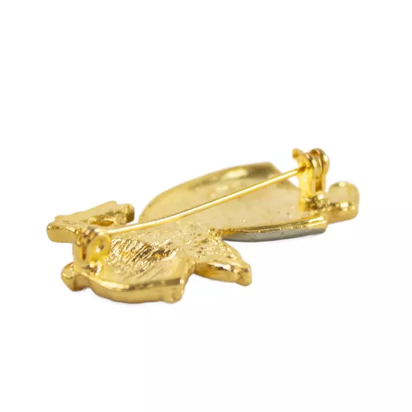 Vintage Angel Pin Brooch Gold-Tone Metal Pewter Dress 1.5in Collectible