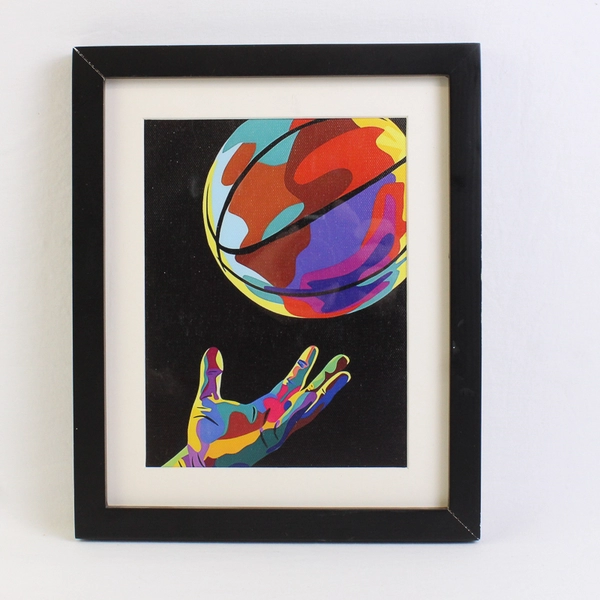 Basketball Pop Art Vibrant Dribble Multicolored Abstract Framed Print