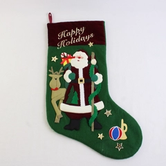 Prima Creations Christmas Stocking Santa and Reindeer "Happy Holidays" 1999