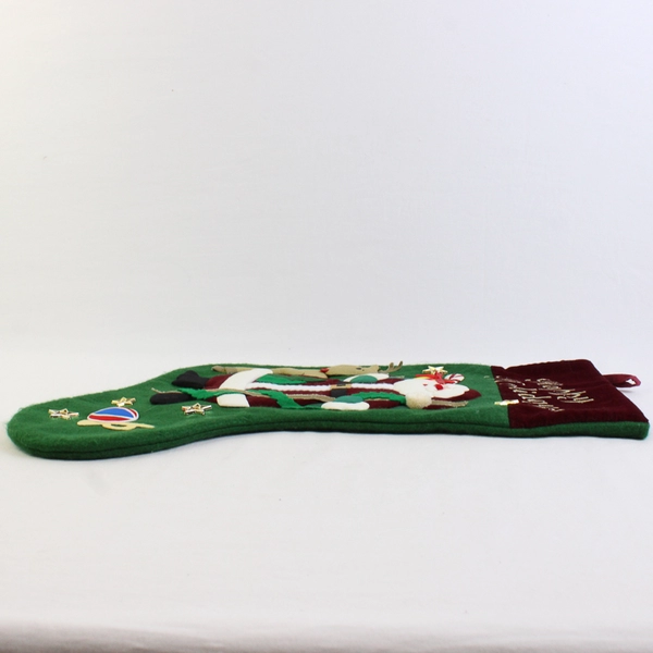 Prima Creations Christmas Stocking Santa and Reindeer "Happy Holidays" 1999