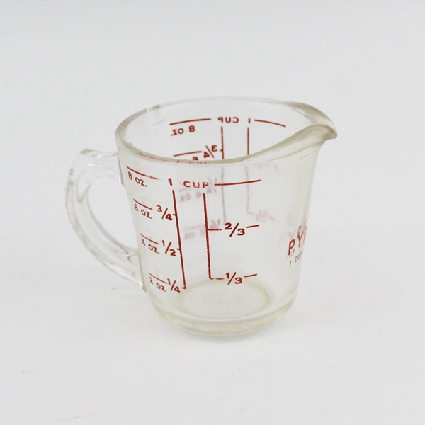 Vtg Pyrex 1 Cup Glass Measuring Cup #508 Red Lettering Made in USA