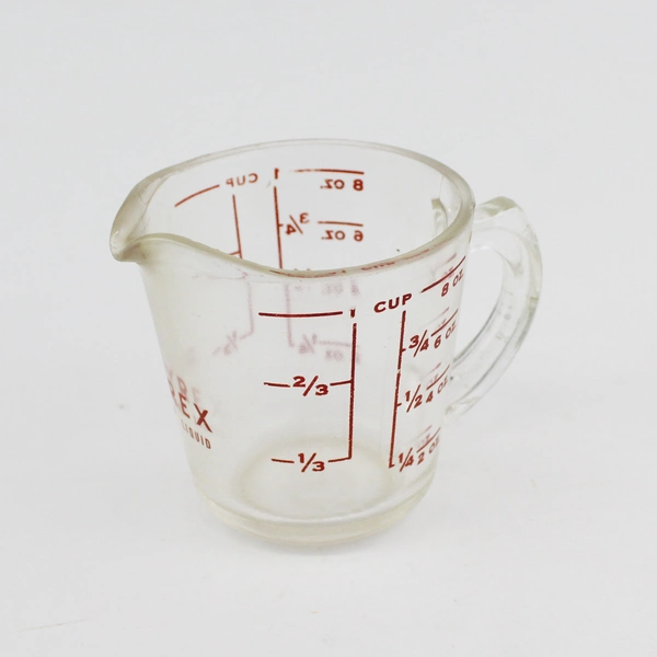 Vtg Pyrex 1 Cup Glass Measuring Cup #508 Red Lettering Made in USA