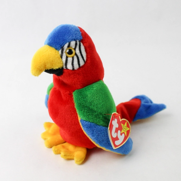 Ty Beanie Babies Jabber 1998 Scarlet Macaw Parrot W/ Ear Tag Error 1997 Plush