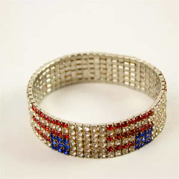 American Flag Crystal Tennis Bracelet Red White & Blue Patriotic