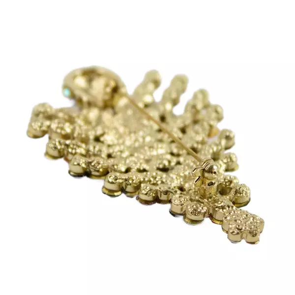 Vintage Rhinestone Christmas Tree Brooch Red Green Clear Crystals Pin