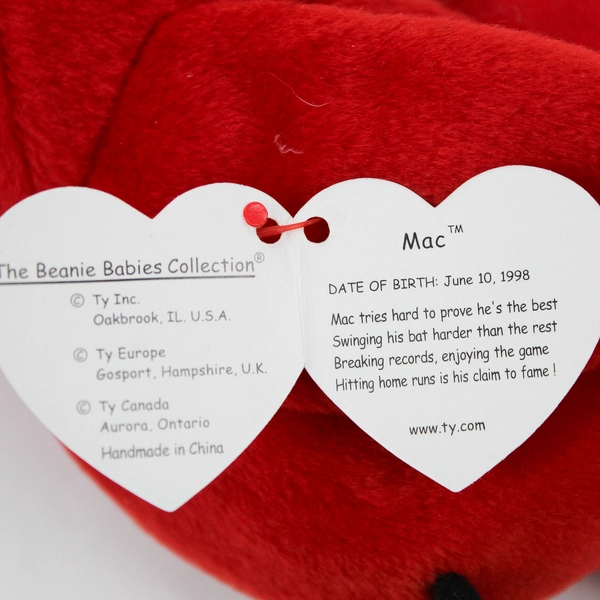 TY Beanie Babies Mac 1999 Red Cardinal With Ear Tag Error 1998 Plush Toy