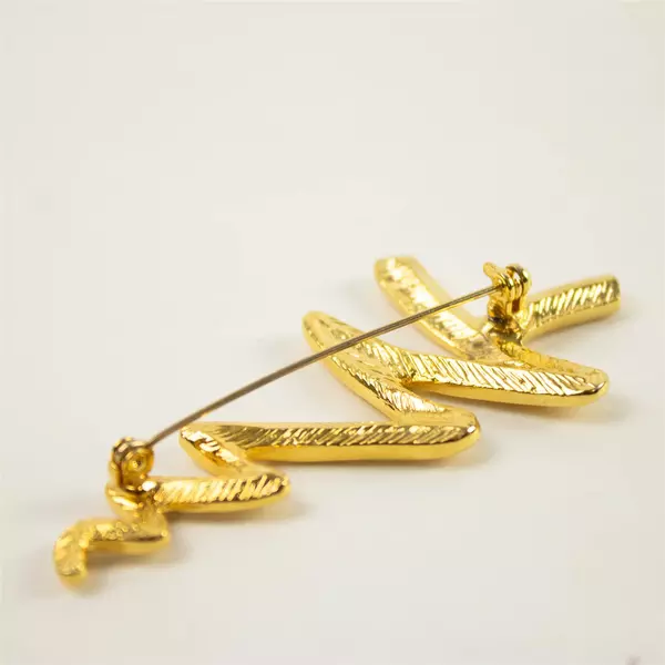 Vintage MONET Christmas Tree Brooch Clear Rhinestones Gold-Tone Large Zigzag