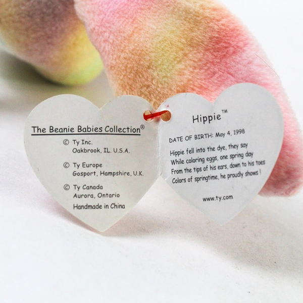 TY Beanie Babies Hippie 1999 Pastel Tie Dye Bunny W/ Ear Tag Error 1998 Plush