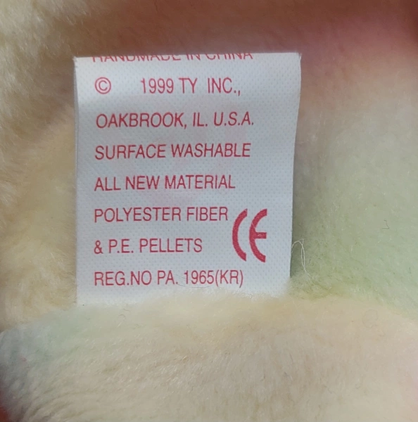 TY Beanie Babies Hippie 1999 Pastel Tie Dye Bunny W/ Ear Tag Error 1998 Plush