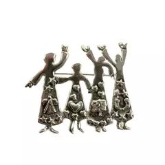 Vintage Cookie Lee Silver-Tone Sisterhood of Strength Brooch - Four Women