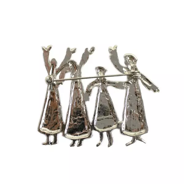 Vintage Cookie Lee Silver-Tone Sisterhood of Strength Brooch - Four Women