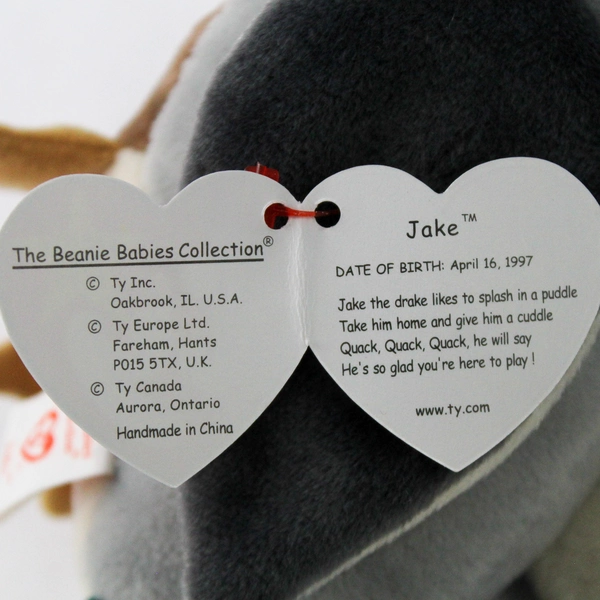 Ty Beanie Babies Jake 1998 Mallard Duck With Ear Tag Error 1997 Plush Toy Doll