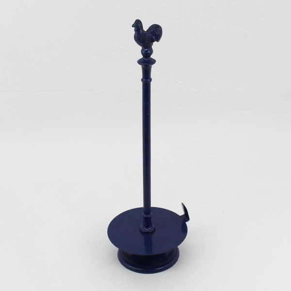 Invicta Blue Cast Iron Rustic Rooster Paper Towel Holder France