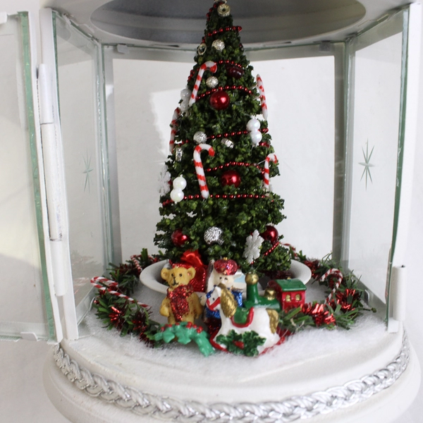 Christmas White Lantern Resin & Glass 8.25" Tall