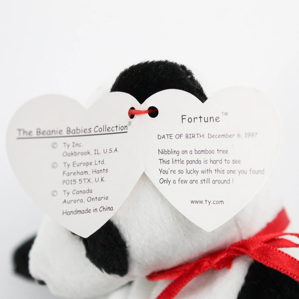 TY Beanie Babies Fortune 1998 Black/White Panda W/ Ear Tag Error 1997 Plush Toy