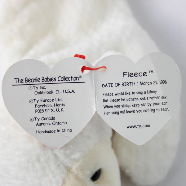 TY Beanie Babies Fleece 1996 White Lamb With Tag Plush Doll Toy