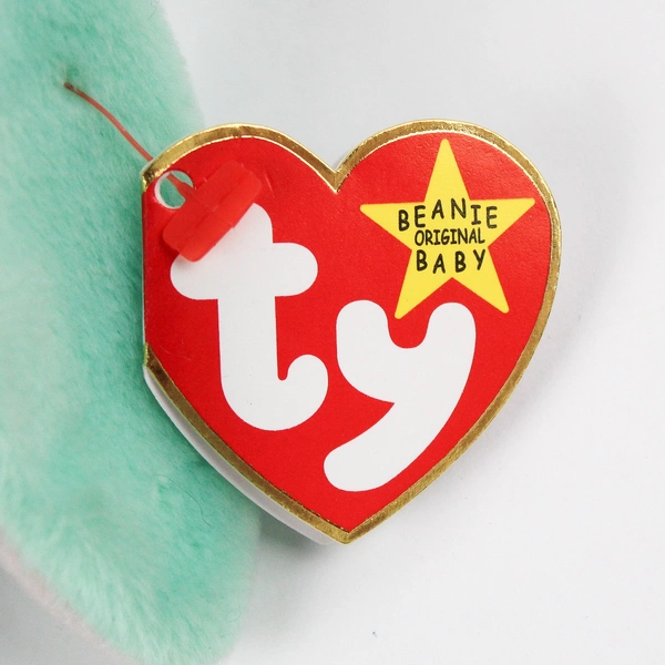 TY Beanie Babies Hippity 1996 Green Bunny Green Ribbon With Tag Plush Toy