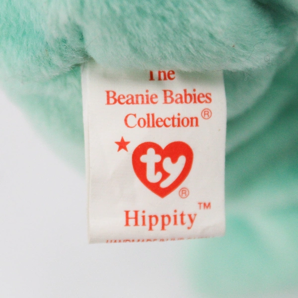 TY Beanie Babies Hippity 1996 Green Bunny Green Ribbon With Tag Plush Toy