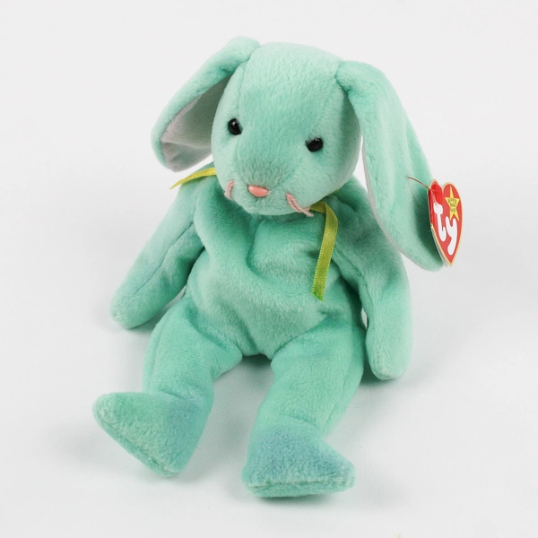 TY Beanie Babies Hippity 1996 Green Bunny Yellow Ribbon With Tag Plush Toy