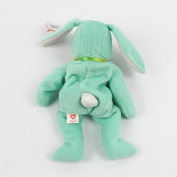 TY Beanie Babies Hippity 1996 Green Bunny Yellow Ribbon With Tag Plush Toy