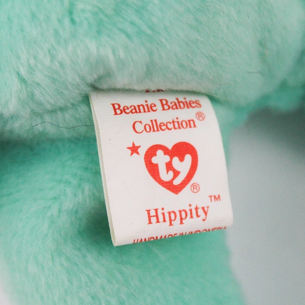 TY Beanie Babies Hippity 1996 Green Bunny Yellow Ribbon With Tag Plush Toy