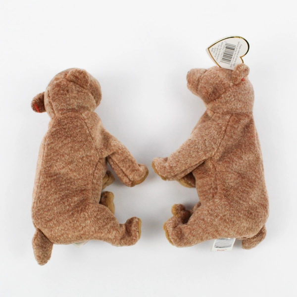 Lot Of 2 TY Beanie Baby Pecan 1999 Brown Bear 1 W/ Tag 1 Without Tag Plush Toy