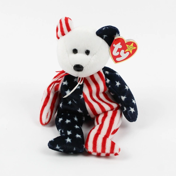 TY Beanie Babies Spangle 1999 Red/White/Blue Bear Plush With Tag Plush Toy
