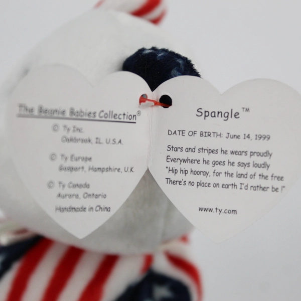 TY Beanie Babies Spangle 1999 Red/White/Blue Bear Plush With Tag Plush Toy