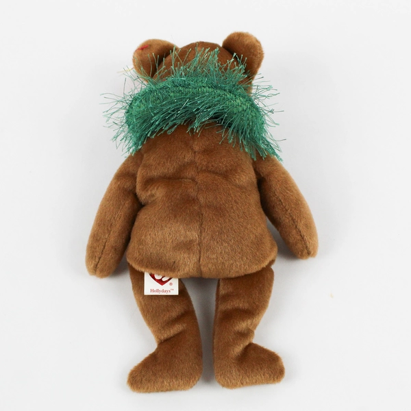 TY Beanie Babies Hollydays 2005 Brown Bear W/ Wreath W/ Ear Tag Error 2004 Plush