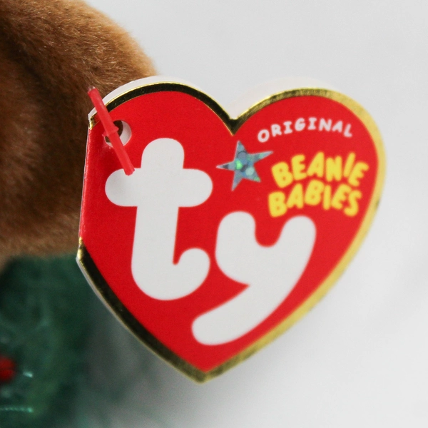 TY Beanie Babies Hollydays 2005 Brown Bear W/ Wreath W/ Ear Tag Error 2004 Plush