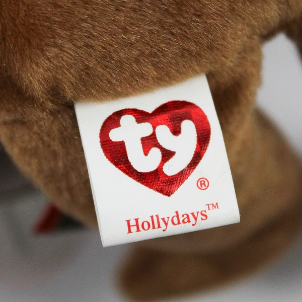 TY Beanie Babies Hollydays 2005 Brown Bear W/ Wreath W/ Ear Tag Error 2004 Plush