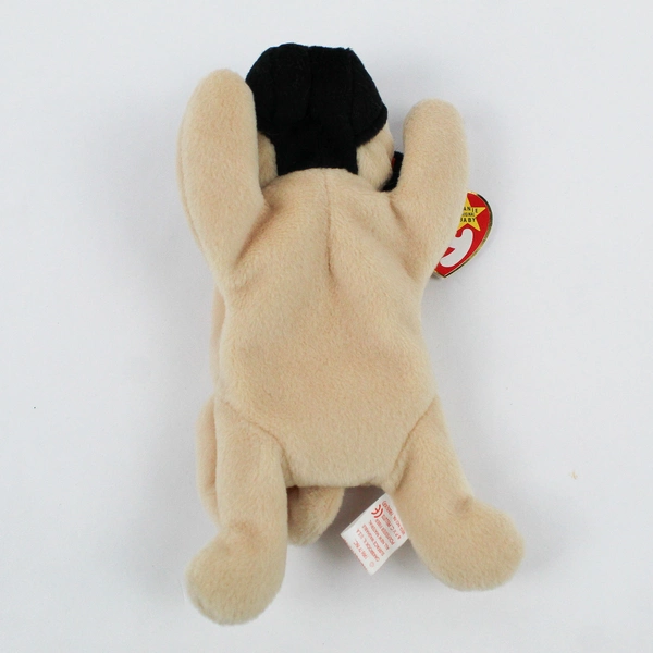 TY Beanie Babies Pugsly 1996 Brown/Black Pug Dog With Tag Plush Toy #4106