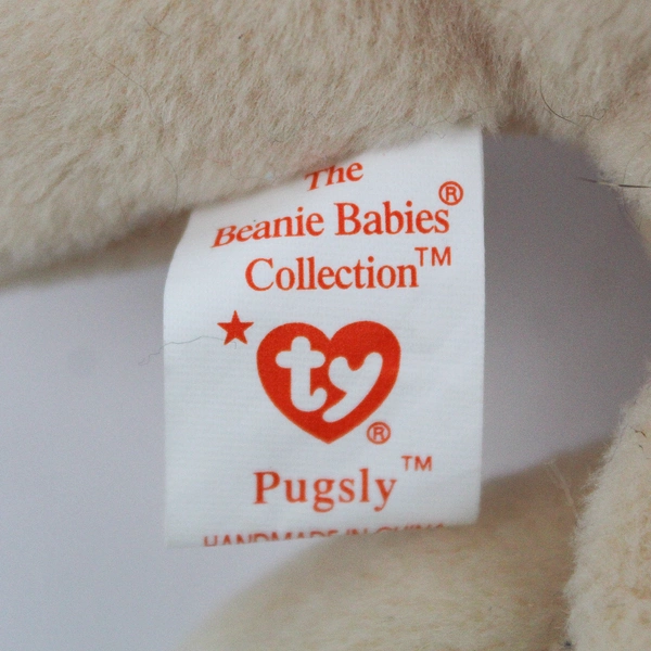 TY Beanie Babies Pugsly 1996 Brown/Black Pug Dog With Tag Plush Toy #4106
