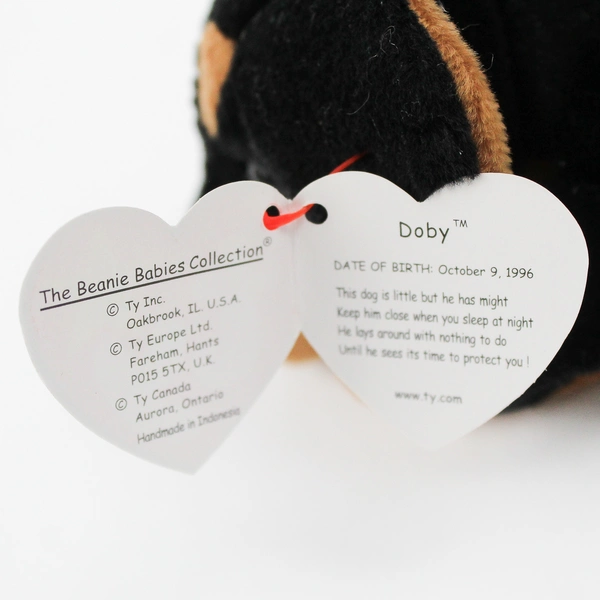 TY Beanie Babies Doby 1996 Black/Brown Doberman Pinscher Dog W/ Tag Plush Toy