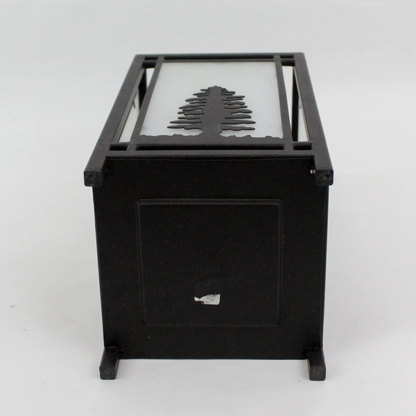 PartyLite Frosted Glass Pillar Candle Holder Moose Trees Black Metal