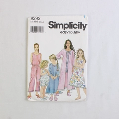 Simplicity 9292 Easy to Sew Child's & Girls Sleepware Patterns Size HH (3-6)