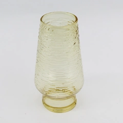 Vtg Anchor Hocking Soreno Ripple Amber Gold Hurricane Glass Oil Lamp Shade 7in