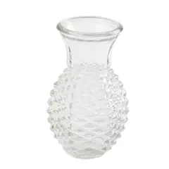 Vintage 1982 FTD Pineapple Diamond Point Pressed Glass Vase 5.5"
