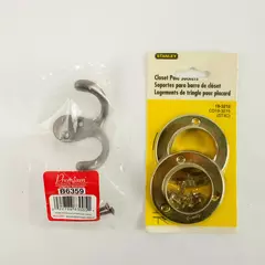 Lot of 2 Robe Hanger & Closet Pole Sockets New