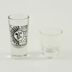 Lot of 2 Shot Glasses San Miguel de Allende Souvenir & 1 Clear Glass