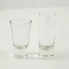 Lot of 2 Clear Shot Glasses Classic Straight-Sided Flared Bar Glasses